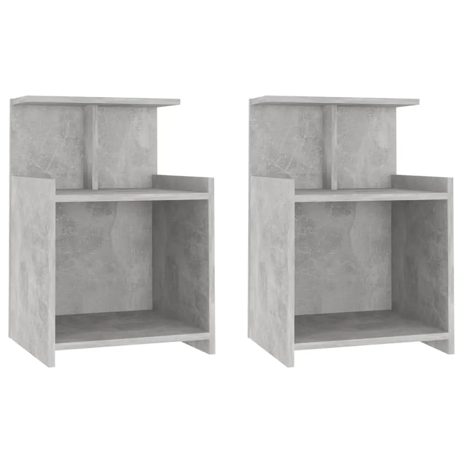 Tables de chevet 2 pcs Gris béton 40x35x60 cm Aggloméré - 2