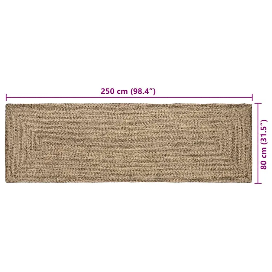 Tapis de surface Naturel et noir 80 x 250 cm Jute - 9