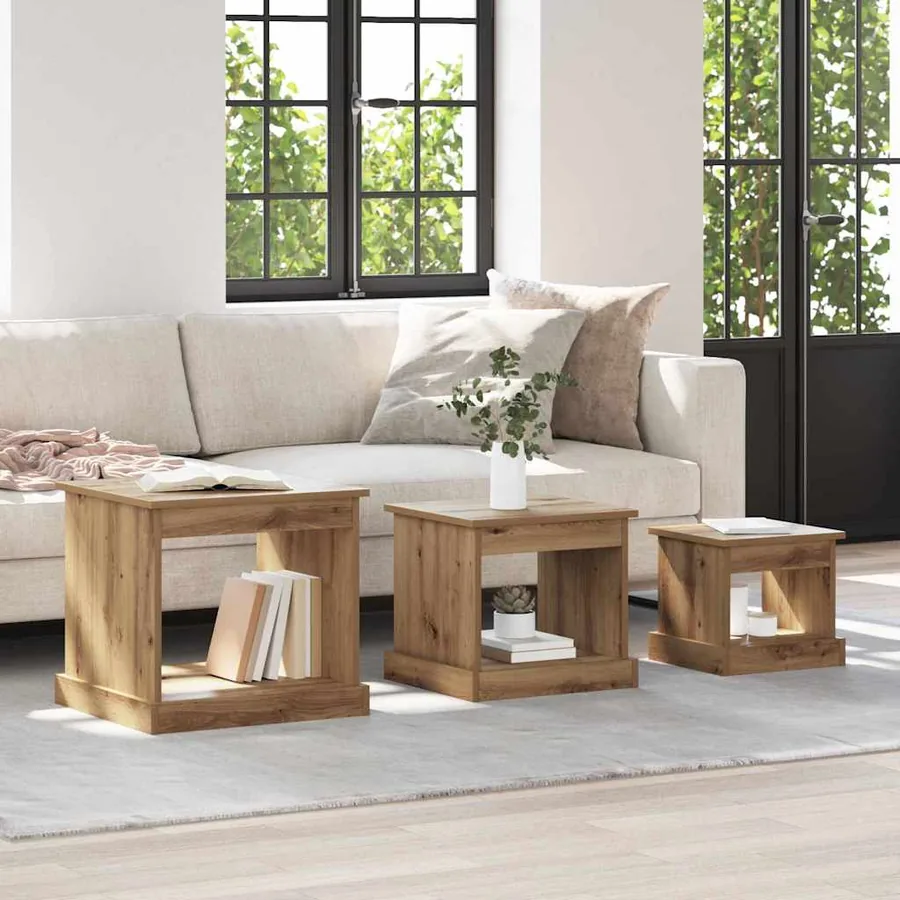 Table basse 3 pcs Chêne artisanal 48 x 45 x 45 cm
