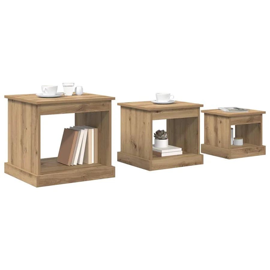 Table basse 3 pcs Chêne artisanal 48 x 45 x 45 cm - 3