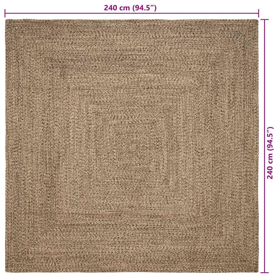 Tapis de surface Naturel et noir 240 x 240 cm Jute - 9