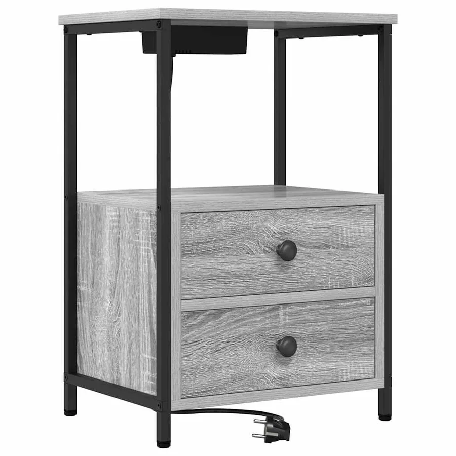 Cabinet de chevet Gris Sonoma 40 x 31 x 60 cm Bois d'ingénierie - 2
