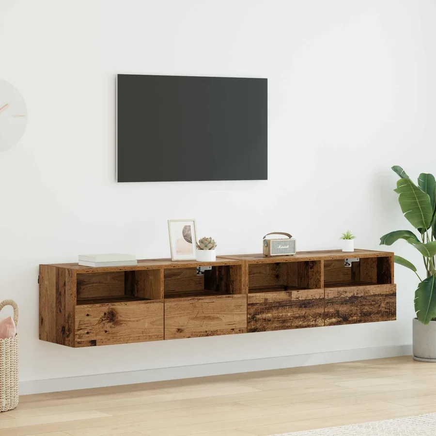 Meubles TV muraux 2 pcs Bois Ancien 80 x 30 x 30 cm