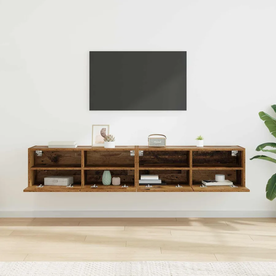 Meubles TV muraux 2 pcs Bois Ancien 80 x 30 x 30 cm - 4