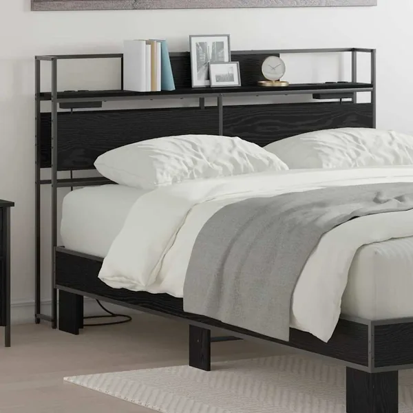 Tête de lit de rangement Chêne noir Bois d'ingénierie