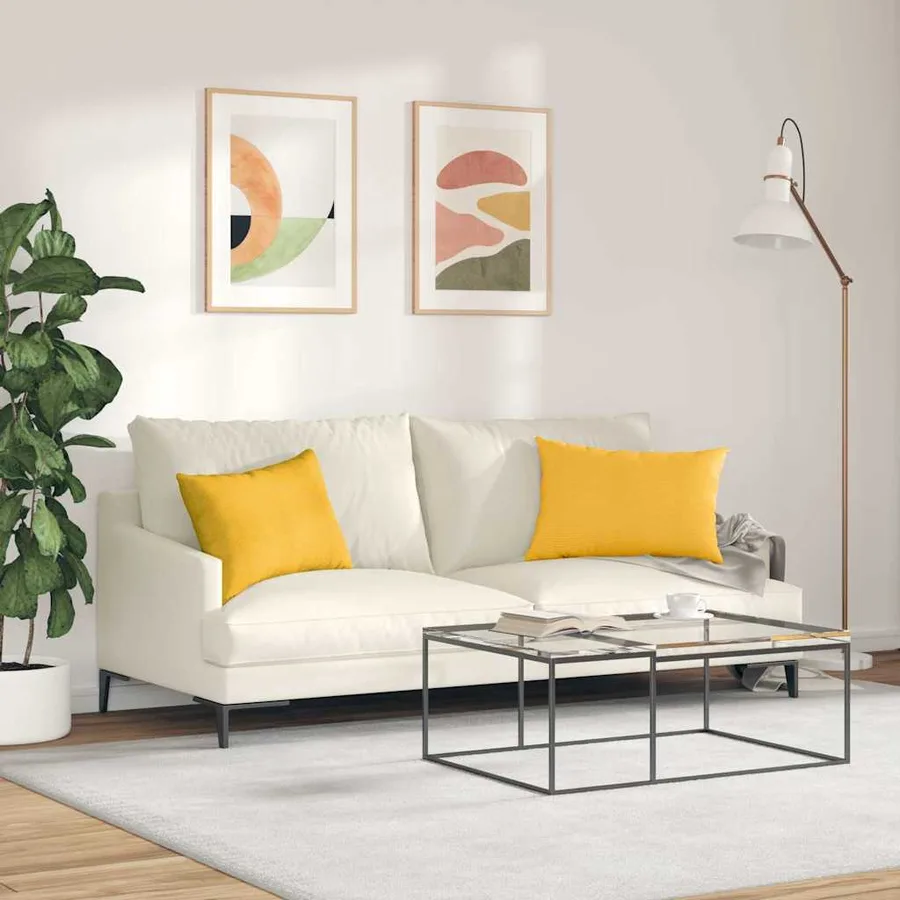 Coussins de canapé 2 pcs Jaune clair 60 x 40 cm - 4