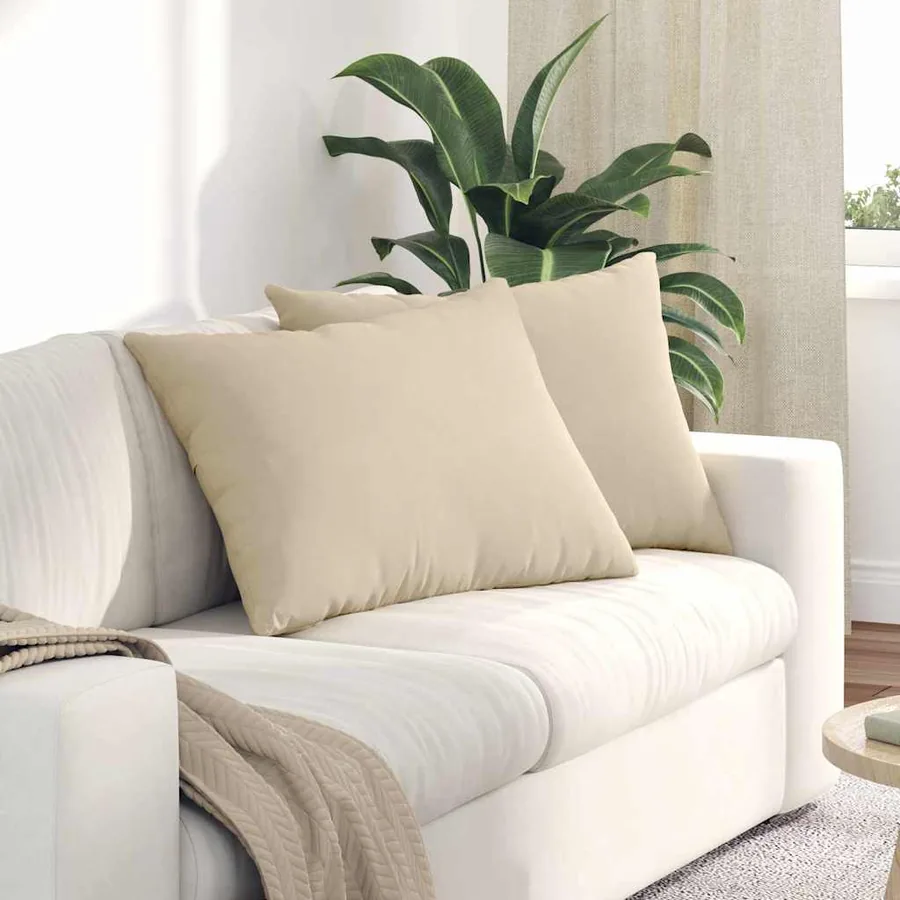 Coussins de canapé 2 pcs Crème 70 x 50 cm tissu