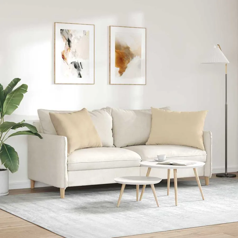 Coussins de canapé 2 pcs Crème 70 x 50 cm tissu - 4