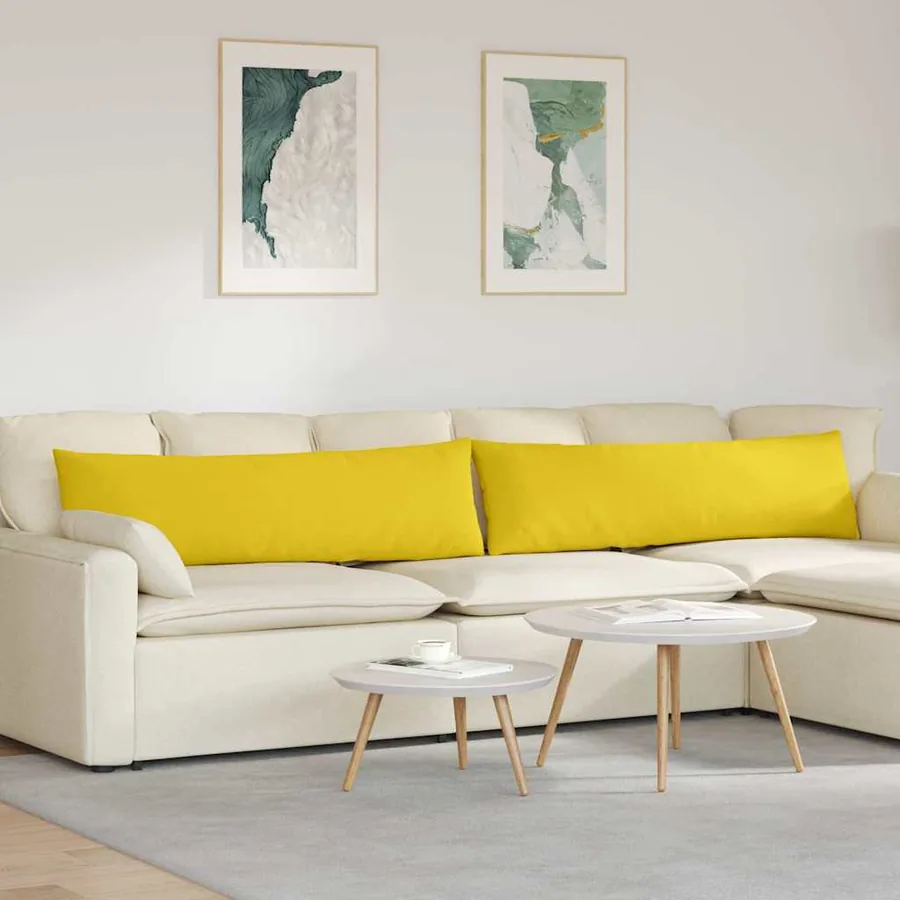 Coussins de canapé 2 pcs Jaune clair 145 x 40 cm tissu