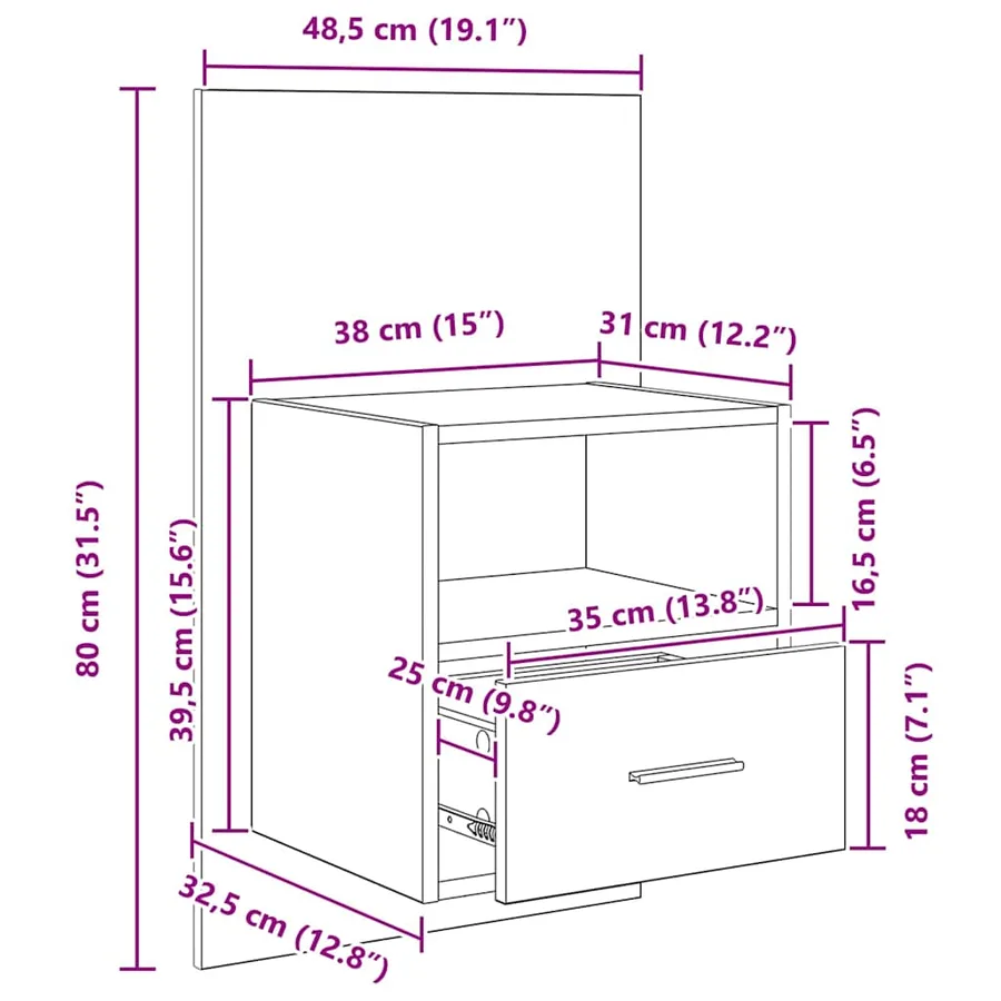 Cabinet de chevet 2 pcs Bois ancien 50 x 32.5 x 80cm - 13
