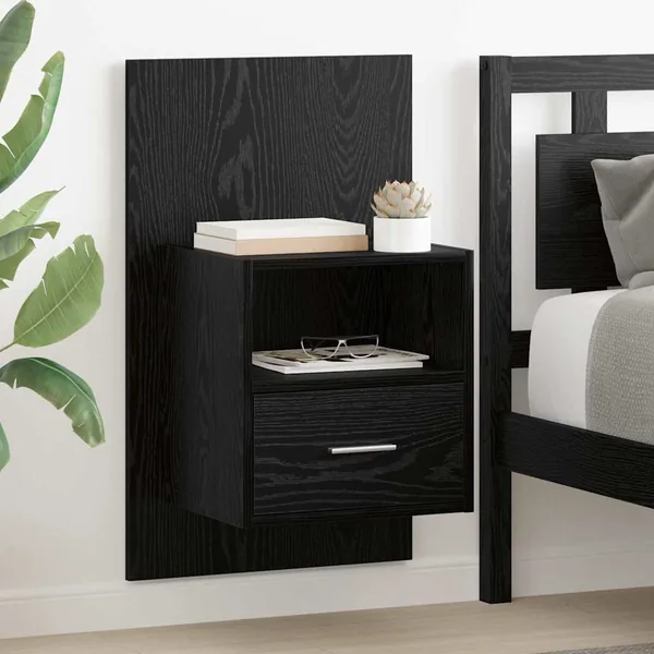 Cabinet de chevet avec tiroir 2 pcs Chêne noir 50 x 32.5 x 80cm