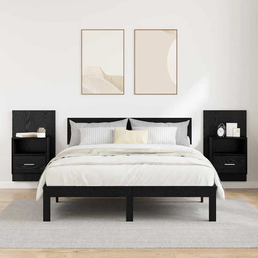 Cabinet de chevet avec tiroir 2 pcs Chêne noir 50 x 32.5 x 80cm - 4