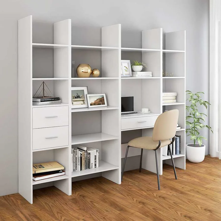 Bibliothèque Blanc 40x35x180 cm Bois d'ingénierie - 6