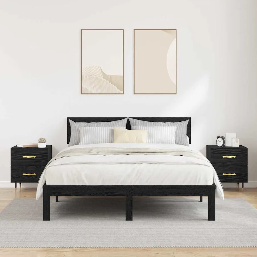 Cabinet de chevet 2 pcs Chêne noir 40 x 35 x 47,5 cm - 4