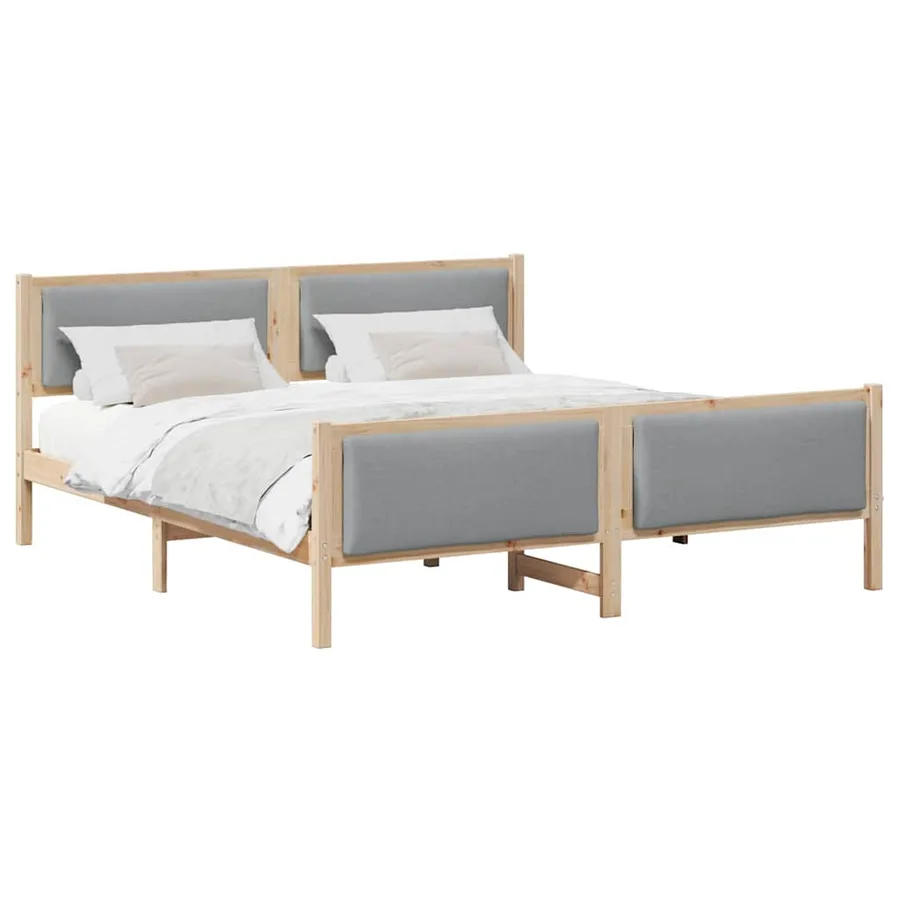 Cadre de lit avec tête de lit Gris clair 180 x 200 cm tissu - 3