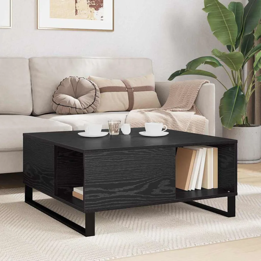 Table basse Chêne noir 80 x 80 x 36,5 cm Bois d'ingénierie - 4
