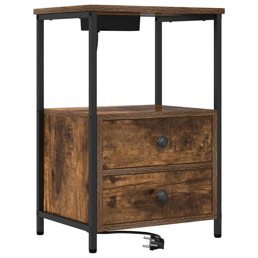 Cabinet de chevet Chêne fumé 40 x 31 x 60 cm Bois d'ingénierie - 2