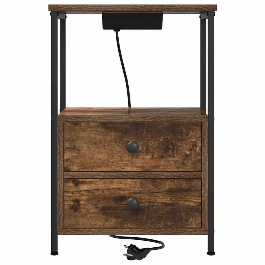 Cabinet de chevet Chêne fumé 40 x 31 x 60 cm Bois d'ingénierie - 6