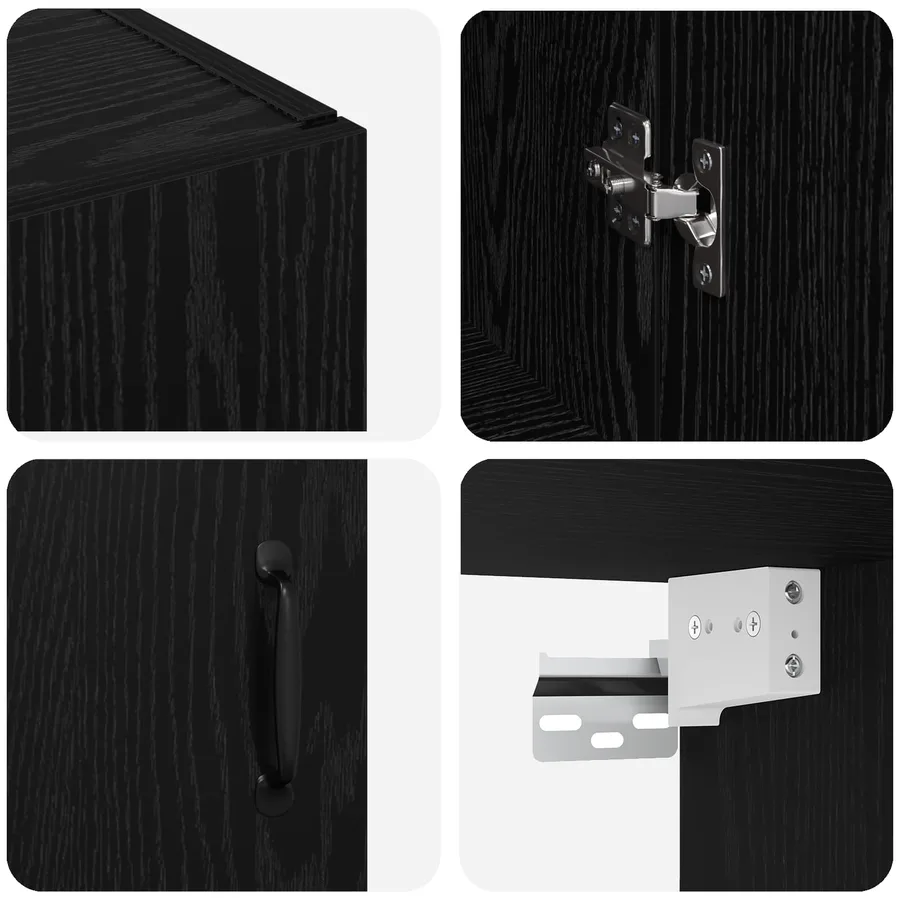 Armoire Murale Montage mural 2 pcs Chêne noir 69,5 x 34 x 90 cm - 8
