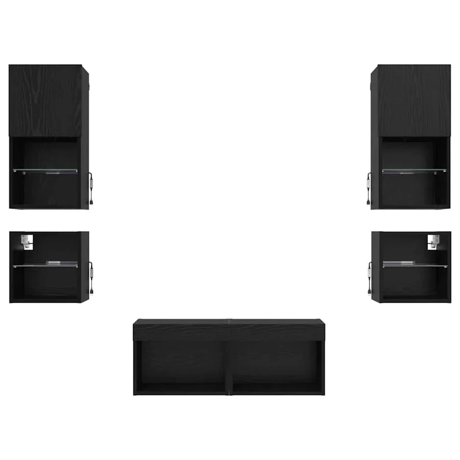 Meubles TV muraux 8 pcs Chêne noir Bois d'ingénierie - 8