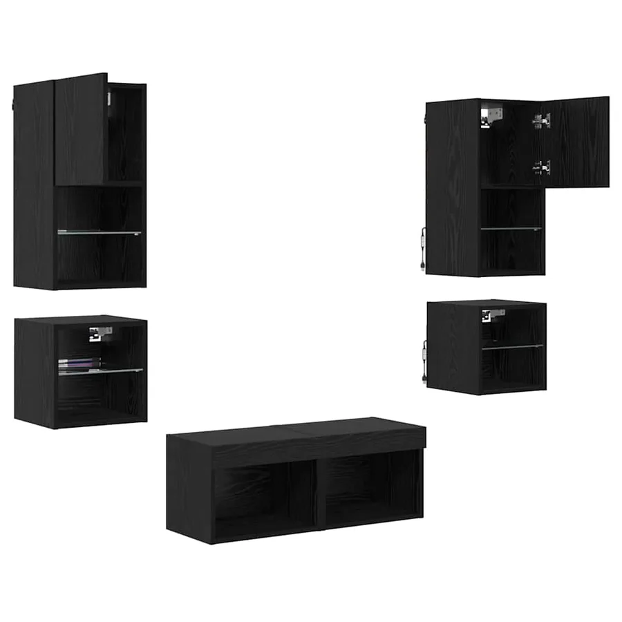 Meubles TV muraux 8 pcs Chêne noir Bois d'ingénierie - 9