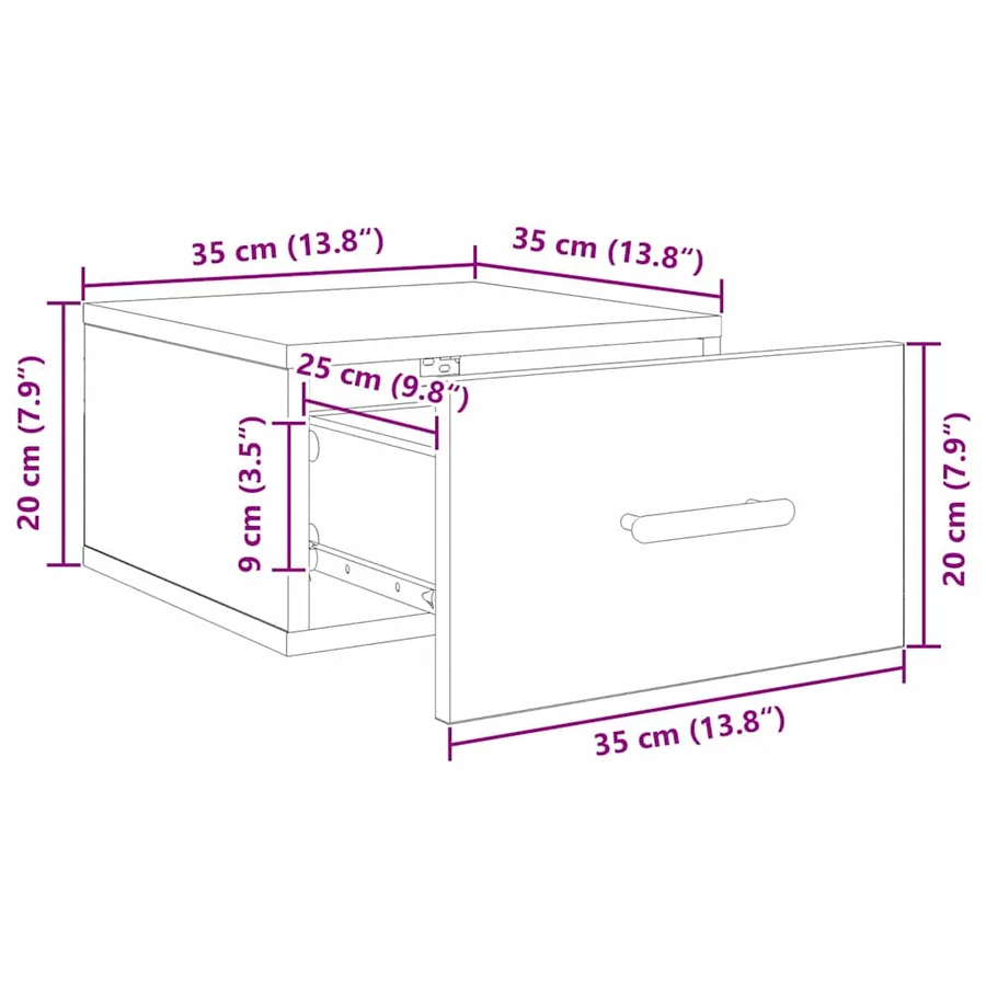 Cabinet de chevet 2 pcs Chêne noir 35 x 35 x 20 cm - 14
