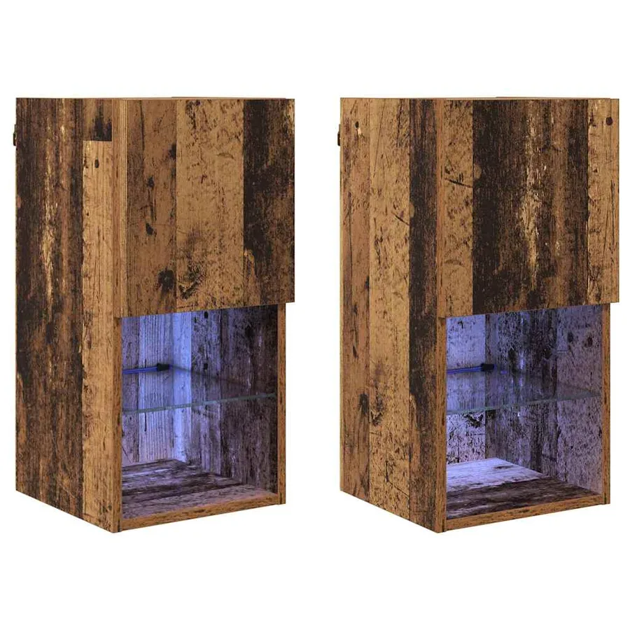 Meubles TV muraux avec LED 2 pcs Bois ancien 30,5 x 30 x 60 cm - 2
