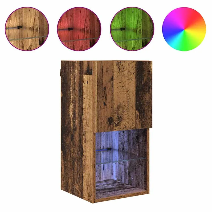 Meubles TV muraux avec LED 2 pcs Bois ancien 30,5 x 30 x 60 cm - 4