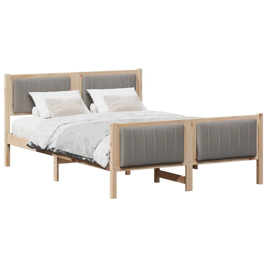 Cadre de lit Marron et taupe 135 x 190 cm Bois massif en pin - 3