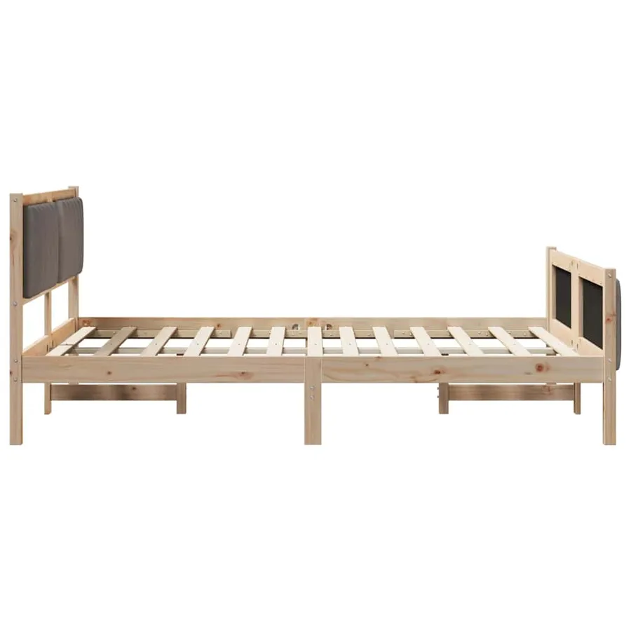 Cadre de lit Marron et taupe 135 x 190 cm Bois massif en pin - 6