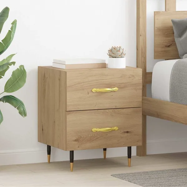 Cabinet de chevet 2 pc Chêne artisanal 40 x 35 x 47,5 cm