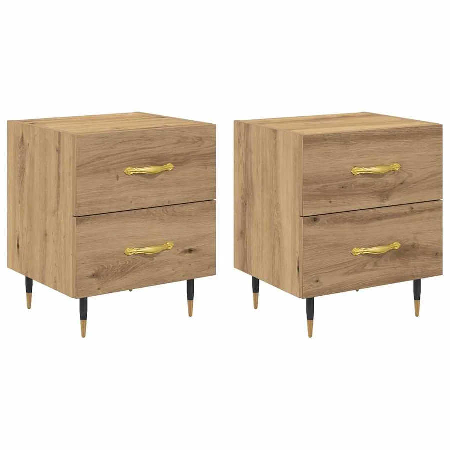 Cabinet de chevet 2 pc Chêne artisanal 40 x 35 x 47,5 cm - 2