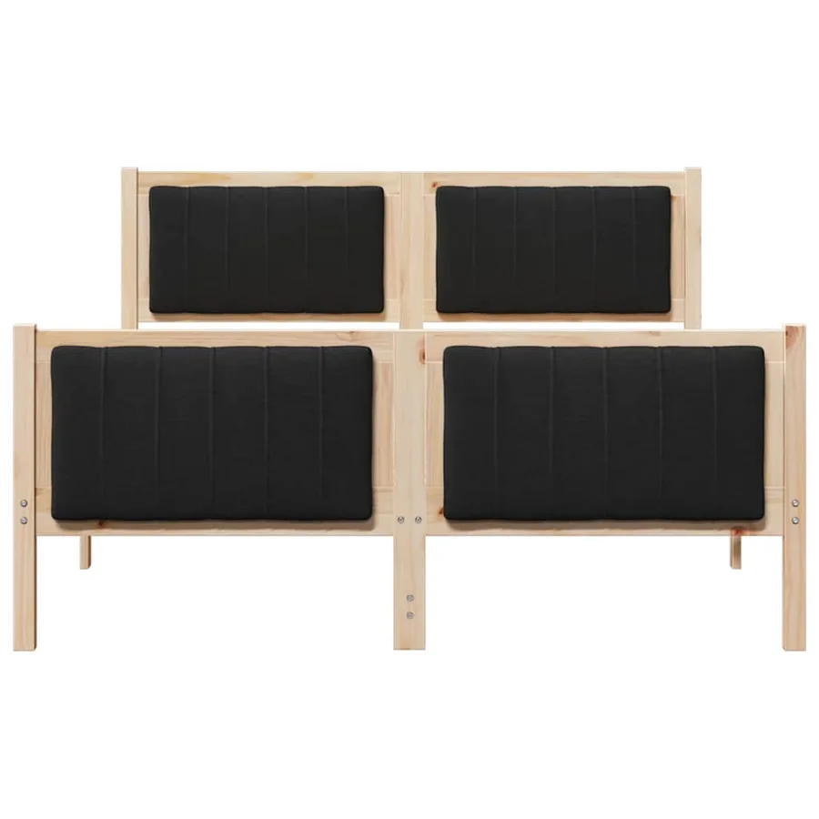 Cadre de lit Marron et noir 140 x 190 cm Bois massif en pin - 5