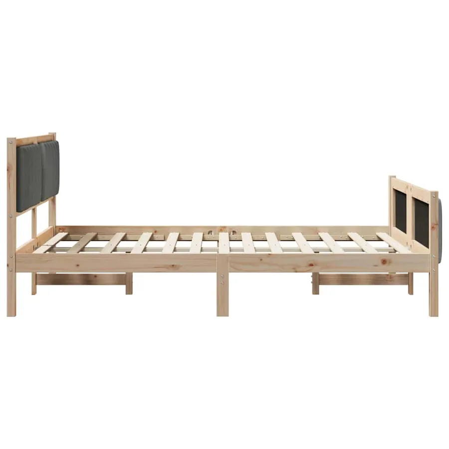 Cadre de lit avec tête de lit marron et gris foncé 140 x 200 cm - 6