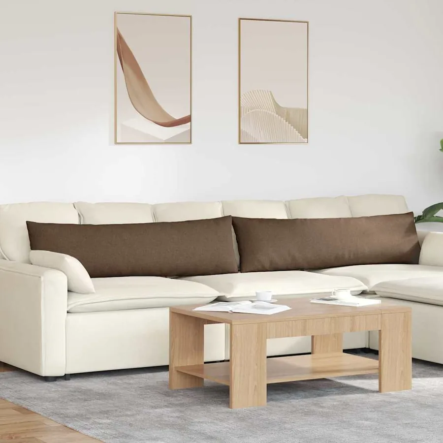 Coussins de canapé 2 pcs Marron 145 x 40 cm tissu