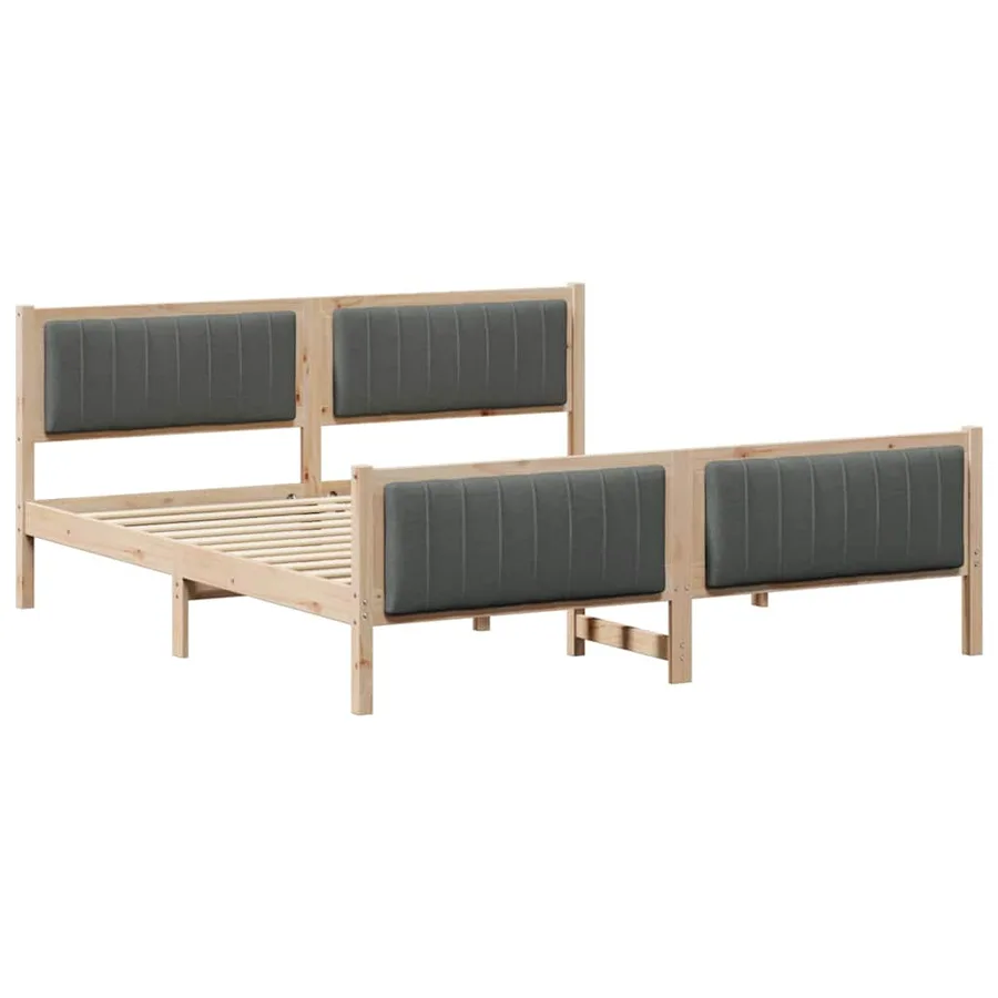 Cadre de lit avec tête de lit marron et gris foncé 180 x 200 cm - 2