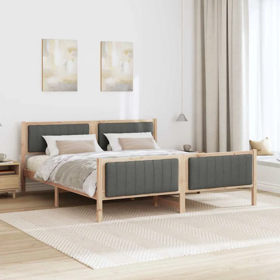 Cadre de lit avec tête de lit marron et gris foncé 180 x 200 cm - 4