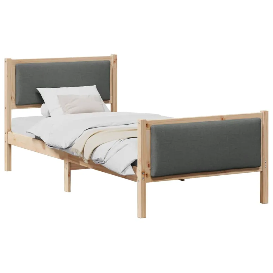Cadre de lit avec tête de lit Gris foncé 100 x 200 cm tissu - 3