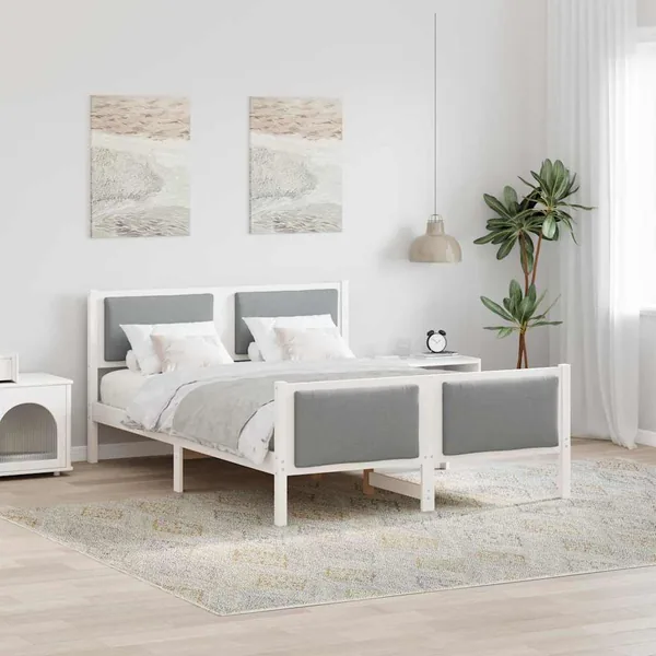 Cadre de lit avec tête de lit Gris clair 160 x 200 cm tissu