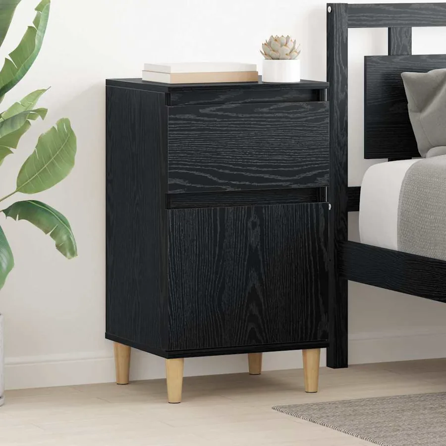 Cabinet de chevet avec tiroir 2 pcs Chêne noir 40 x 35 x 70 cm