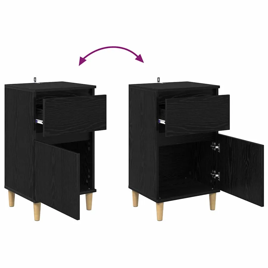 Cabinet de chevet avec tiroir 2 pcs Chêne noir 40 x 35 x 70 cm - 13