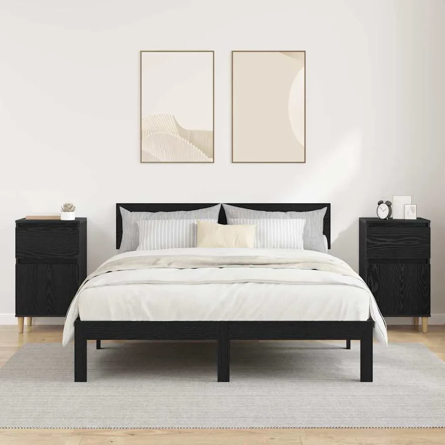Cabinet de chevet avec tiroir 2 pcs Chêne noir 40 x 35 x 70 cm - 4