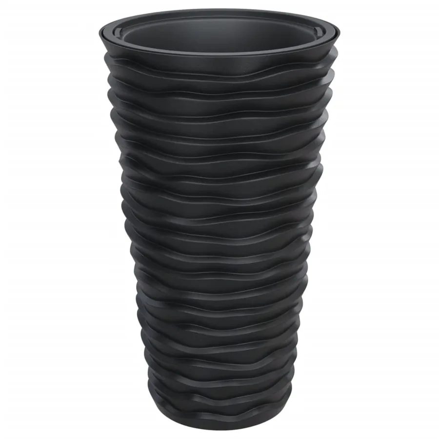 Jardinière et intérieur amovible anthracite aspect rainuré - 2