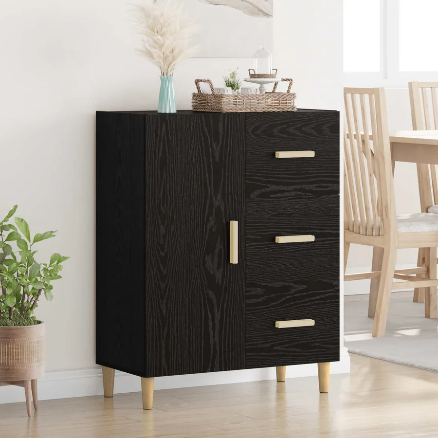 Buffet Chêne noir 34 x 69,5 x 90 cm Bois d'ingénierie