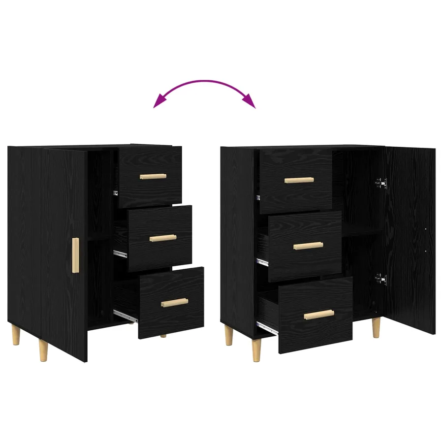 Buffet Chêne noir 34 x 69,5 x 90 cm Bois d'ingénierie - 8