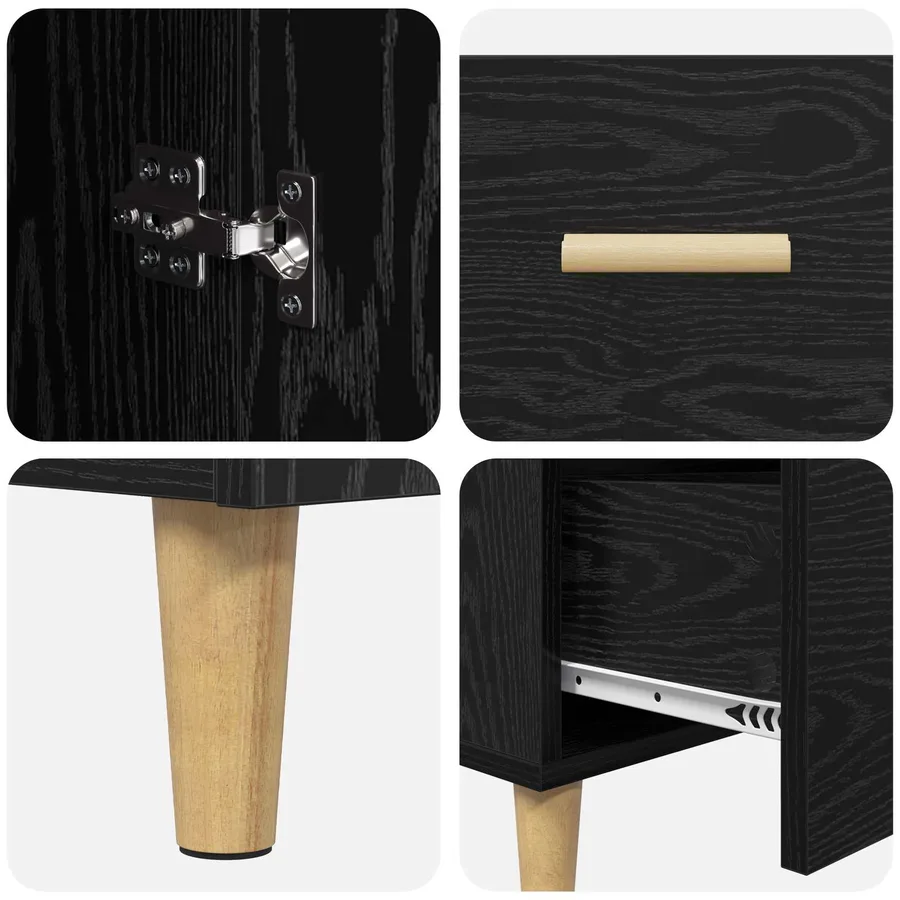 Buffet Chêne noir 34 x 69,5 x 90 cm Bois d'ingénierie - 9