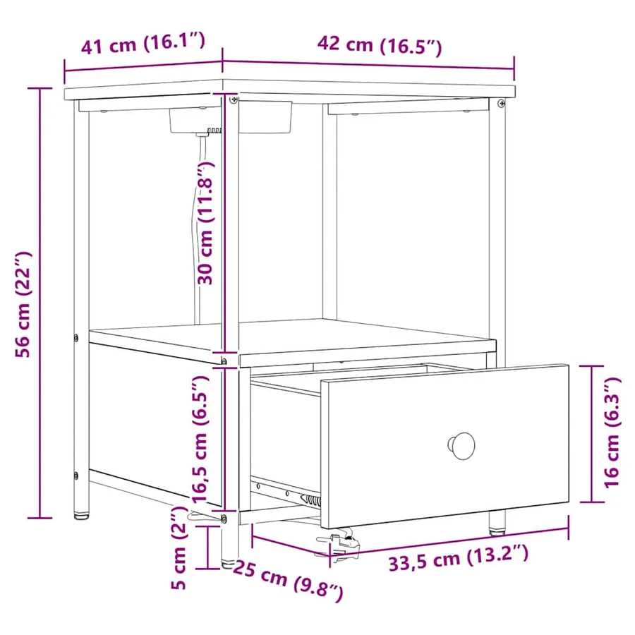 Cabinet de chevet 2 pcs Chêne Sonoma 42 x 41 x 56 cm - 15