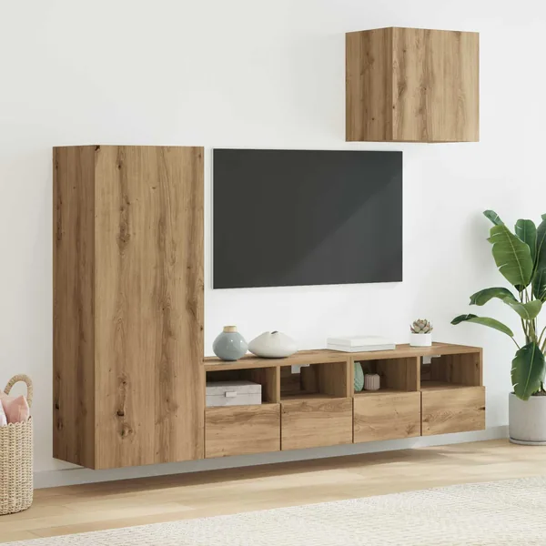 Meubles TV muraux 4 pcs Chêne artisanal Bois d'ingénierie