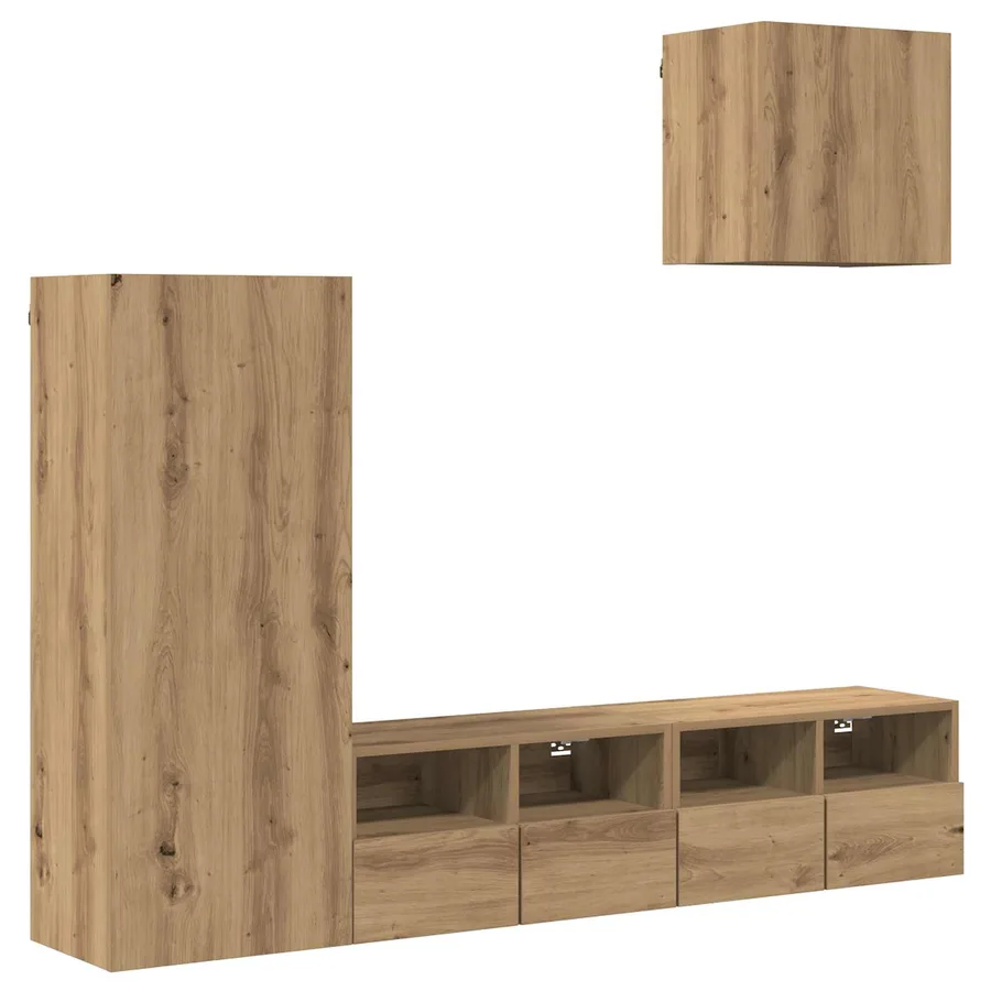 Meubles TV muraux 4 pcs Chêne artisanal Bois d'ingénierie - 2