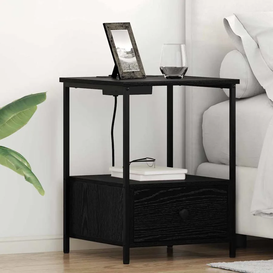 Cabinet de chevet avec tiroir 2 pcs Chêne noir 42 x 41 x 56 cm
